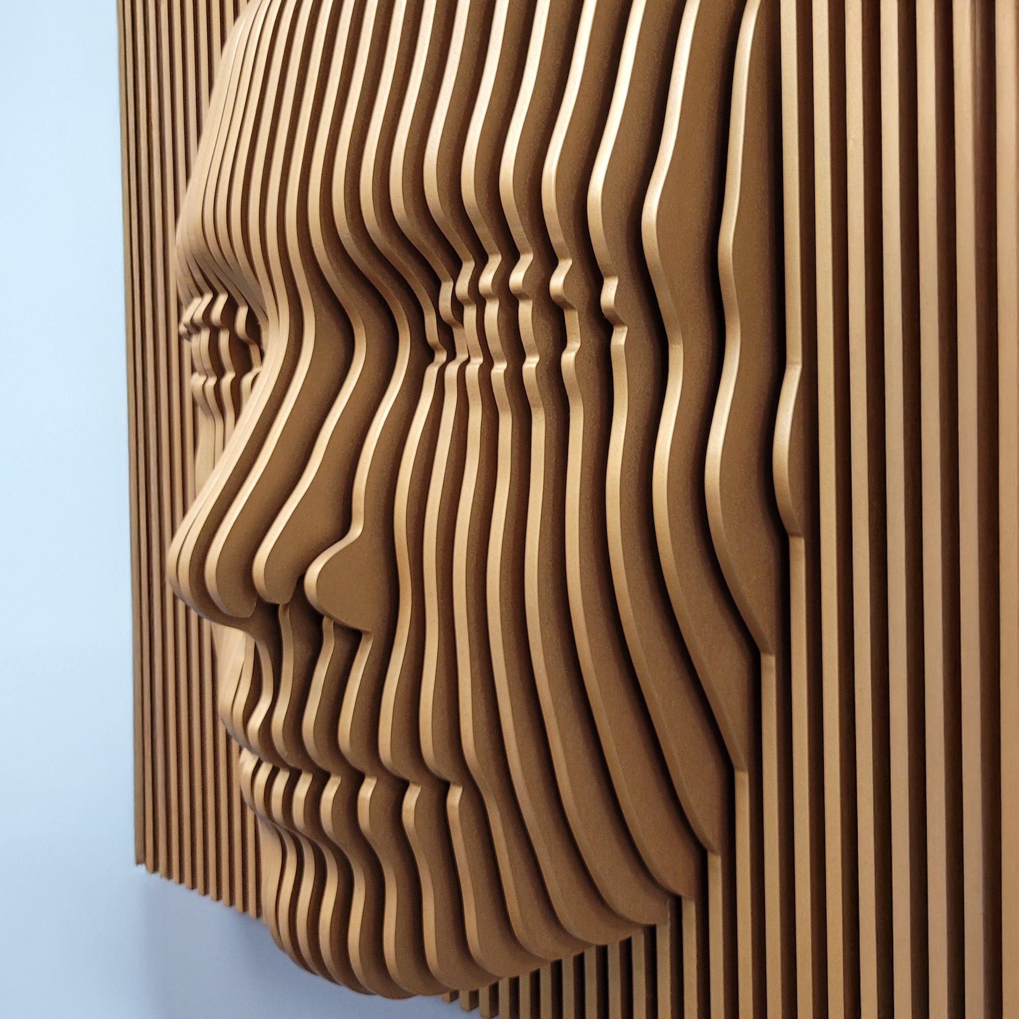 3D Human Face Wall Sculpture ( 1/2" Thick )  3D Wall Art.